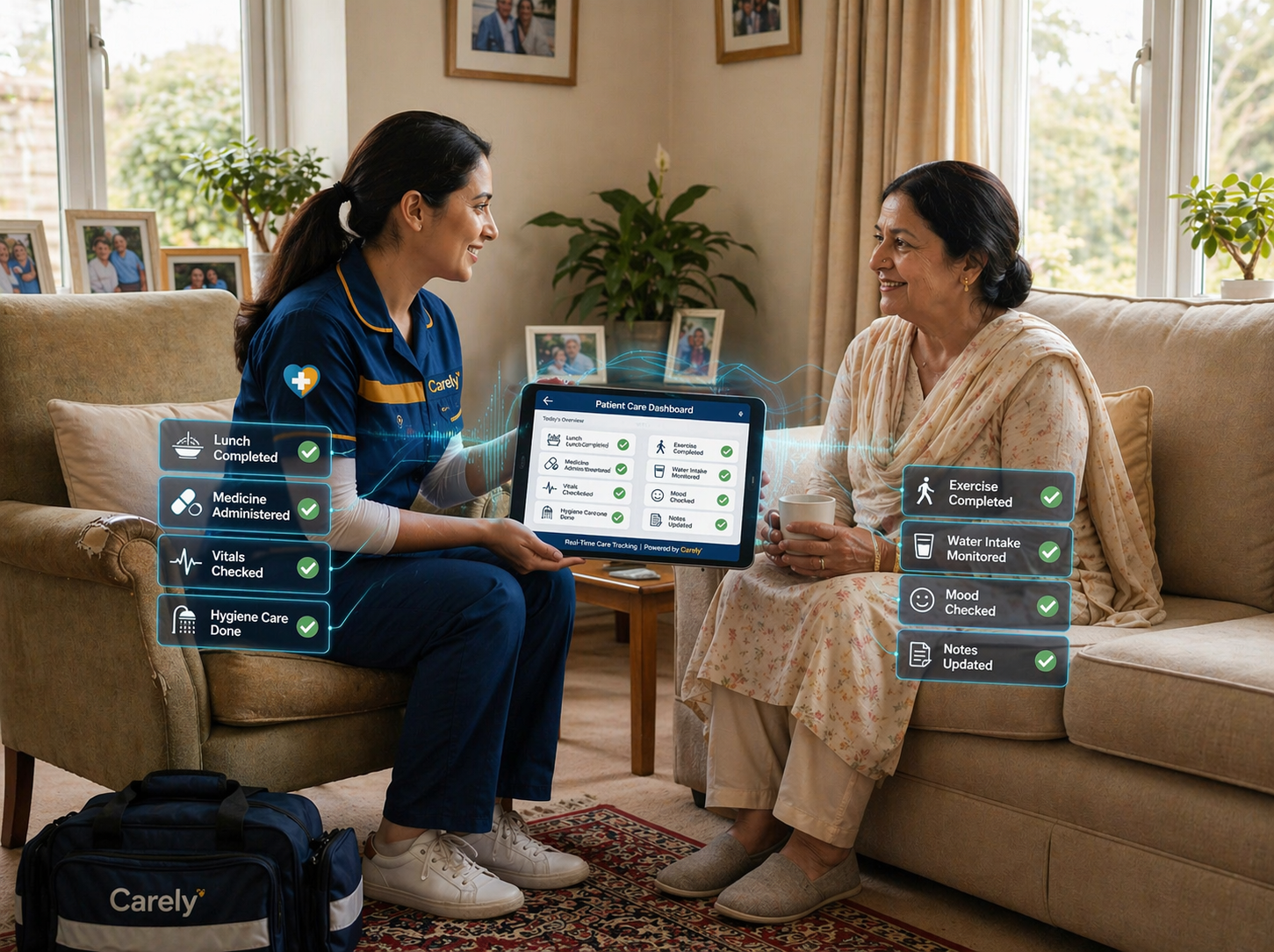 Home healthcare provider with patient